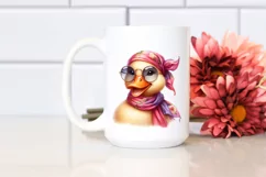 Funny Cute Duck Smiling Silk Scarf Sunglasses Watercolor Product Image 2