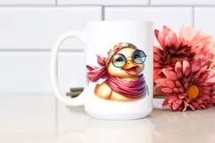 Funny Cute Duck Smiling Silk Scarf Sunglasses Watercolor Product Image 2