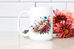 Washed Colorful Flowers PNG Product Image 2