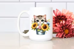 Cute Baby Cat with Sunflower, PNG Product Image 2