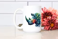 Vibrant Rhino with Plant Leaves, PNG Product Image 2