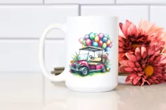 Vibrant Vintage Golf Cart, PNG Product Image 2