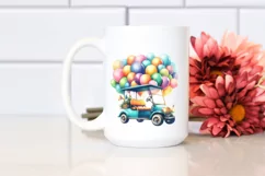 Vibrant Vintage Golf Cart, PNG Product Image 2