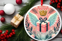 Round Christmas Ornament Sublimation|Clipart Product Image 1