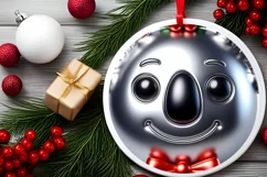 Christmas Koala Round Ornament Sublimation PNG Product Image 2