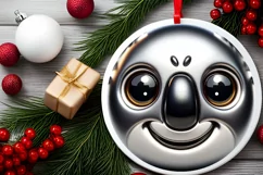 Christmas Koala Round Ornament Sublimation PNG Product Image 2