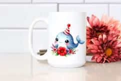 Colorful Baby Whale Cuddling Party Hat | Sublimation | Product Image 2