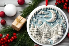 Round Christmas Ornament Sublimation|Clipart Product Image 2