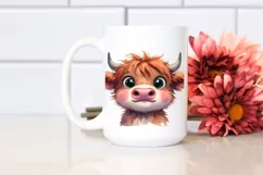 Funny Baby Face Highland Cow PNG Product Image 2