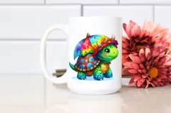 Colorful Turtle in Dinosaur Suit PNG Product Image 2