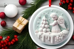 Round Christmas Ornament Sublimation|Clipart Product Image 1