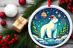 Round Christmas Ornament Sublimation|Clipart Product Image 2