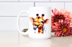 Funny Cute Giraffe Smiling Watercolor Clipart Product Image 2