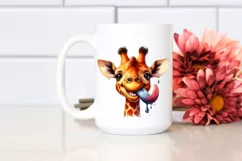 Funny Cute Giraffe Smiling Watercolor Clipart Product Image 2