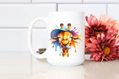 Funny Cute Giraffe Smiling Watercolor Clipart Product Image 2
