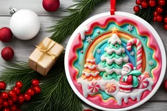 Round Christmas Ornament Sublimation|Clipart Product Image 1
