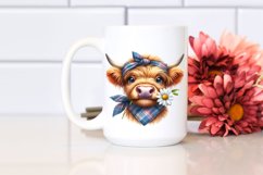 Cow Watercolor Highland Cow with Housewife Bandana | Clipart Product Image 2