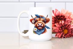 Cow Watercolor Highland Cow with Housewife Bandana | Clipart Product Image 2