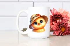 Shy Chick Portrait with Sun Hat | Clipart Product Image 2