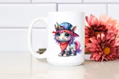 Colorful Unicorn with Hat Watercolor | Clipart Product Image 2