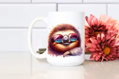 Funny Cute Sloth Smiling Watercolor Clipart Product Image 2