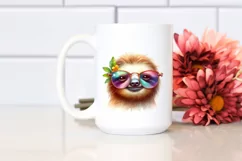Funny Cute Sloth Smiling Watercolor Clipart Product Image 2