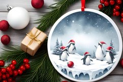 Watercolor Christmas Penguins Ornament Product Image 2