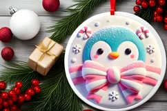 Round Christmas Ornament Sublimation|Clipart Product Image 1