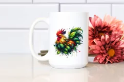 Vibrant Chicken with Plant Leaves, PNG Product Image 2