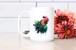 Vibrant Chicken with Plant Leaves, PNG Product Image 2