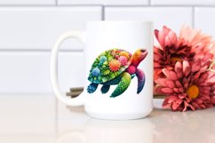 Vibrant Turtle with Flowers, PNG Product Image 2