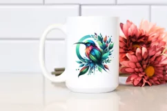 Vibrant Bird with Plant Leaves, PNG Product Image 2