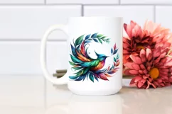 Vibrant Bird with Plant Leaves, PNG Product Image 2
