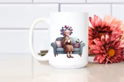 Old Lady Sofa Hair Mug | Sublimation Clipart Product Image 2