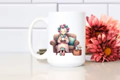 Old Lady Sofa Hair Mug | Sublimation Clipart Product Image 2