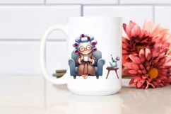 Old Lady Sofa Hair Mug | Sublimation Clipart Product Image 2