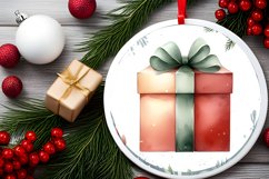 Watercolor Christmas Gift Ornament Product Image 2