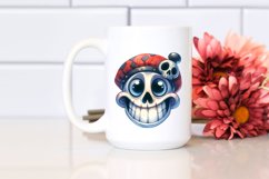 Funny Watercolor Wimsical Skull | Haloween Clipart Product Image 2