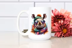 Vibrant Watercolor Rhino Cute Portrait Product Image 2