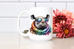 Vibrant Watercolor Rhino Cute Portrait Product Image 2