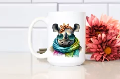 Vibrant Watercolor Rhino Cute Portrait Product Image 2