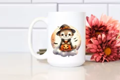 Washed Watercolor Otter on Halloween Moon PNG Product Image 2