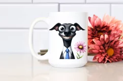 Funny Watercolor Dog Wearing Tie | Clipart Product Image 2