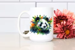 Vibrant Panda with Plant Leaves, PNG Product Image 2