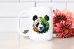 Vibrant Panda with Plant Leaves, PNG Product Image 2