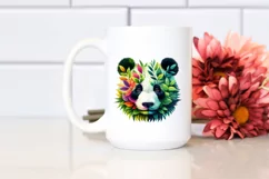 Vibrant Panda with Plant Leaves, PNG Product Image 2