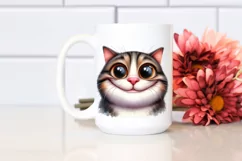 Watercolor Cat with Expressive Goofy Smile | Clipart Product Image 2