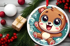 Round Christmas Ornament Sublimation|Clipart Product Image 1