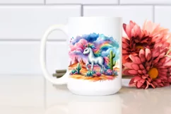 Baby Unicorn with Desert Scene PNG Product Image 2