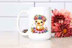 Cartoon-style Duck with Flower Crown PNG Product Image 2